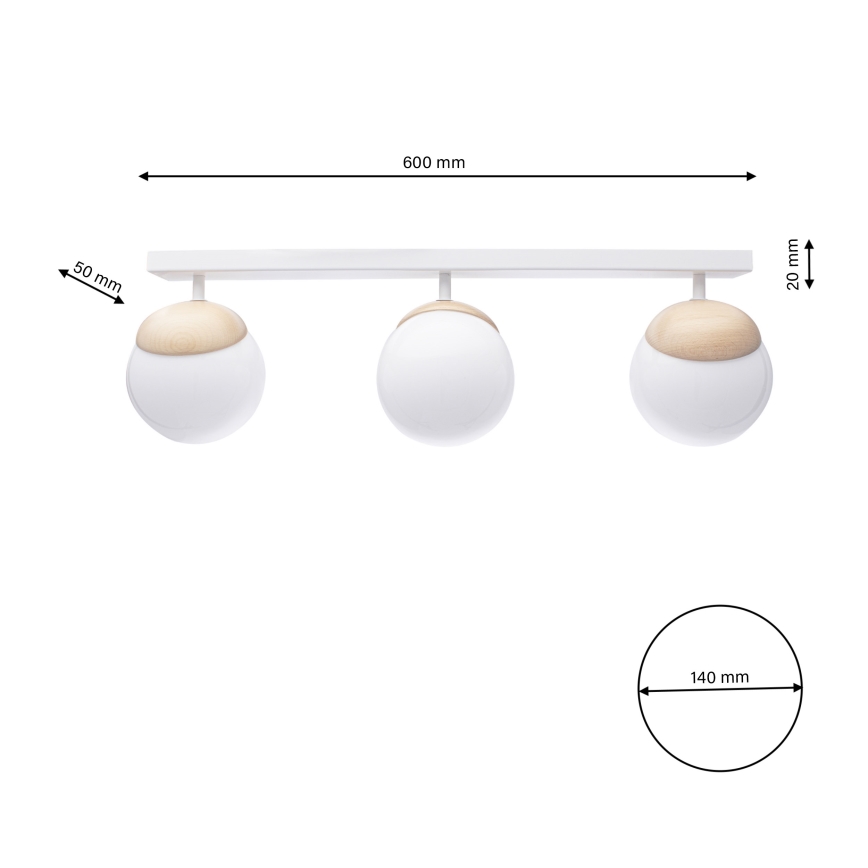 Tvirtinamas sietynas SFERA WOOD 3xE14/40W/230V