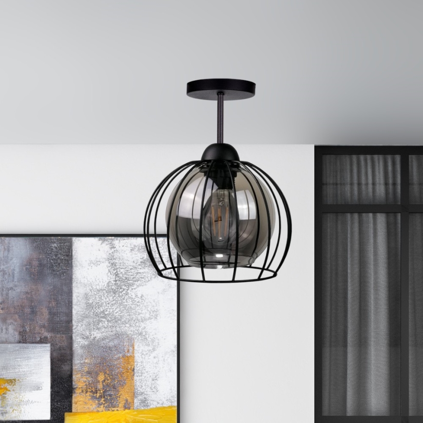 Tvirtinamas sietynas SOLO BLACK 1xE27/60W/230V juoda/dūminis