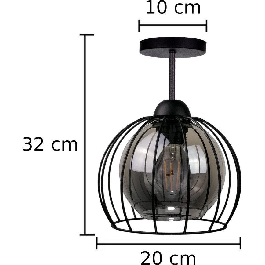 Tvirtinamas sietynas SOLO BLACK 1xE27/60W/230V juoda/dūminis