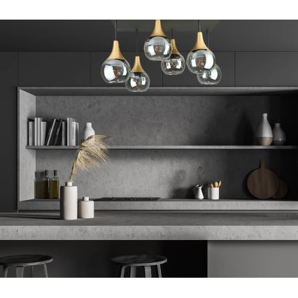 Tvirtinamas sietynas SOMA 6xE27/60W/230V juoda/auksas/dūminis juoda