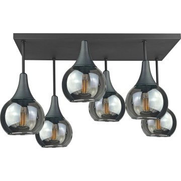 Tvirtinamas sietynas SOMA 6xE27/60W/230V juoda/dūminis juoda