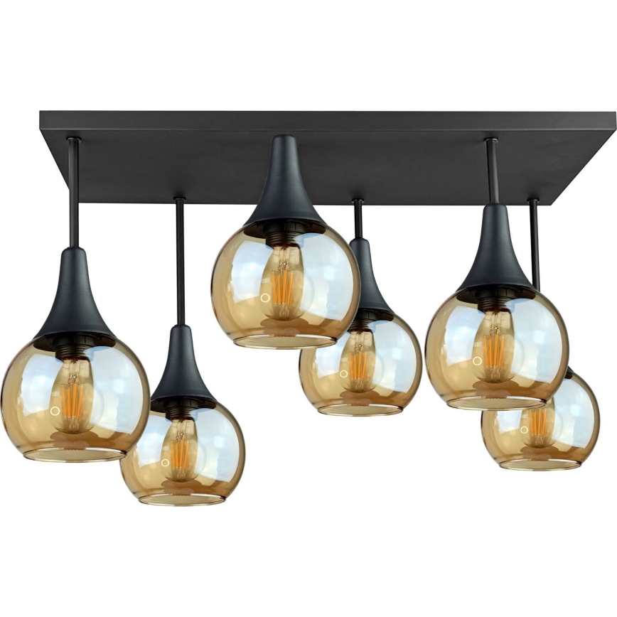 Tvirtinamas sietynas SOMA 6xE27/60W/230V juoda/dūminis smėlio spalva