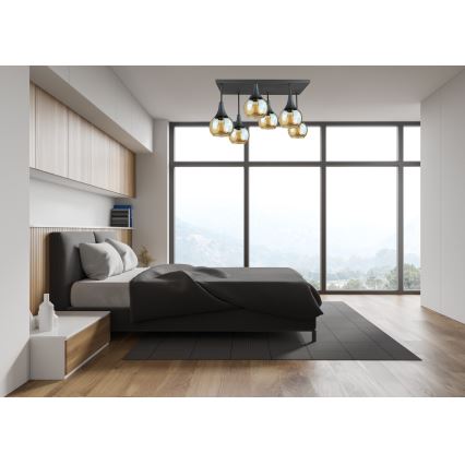 Tvirtinamas sietynas SOMA 6xE27/60W/230V juoda/dūminis smėlio spalva