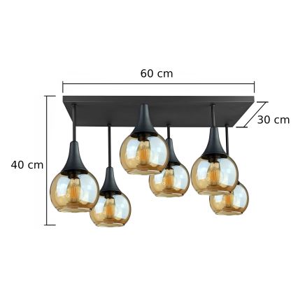 Tvirtinamas sietynas SOMA 6xE27/60W/230V juoda/dūminis smėlio spalva