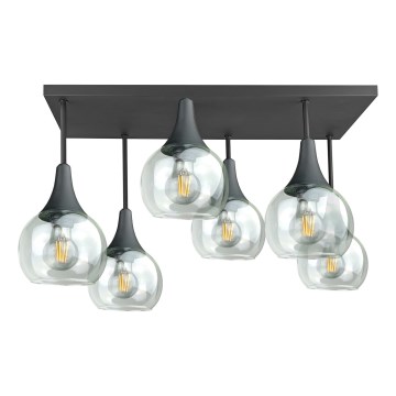 Tvirtinamas sietynas SOMA 6xE27/60W/230V juoda/permatoma
