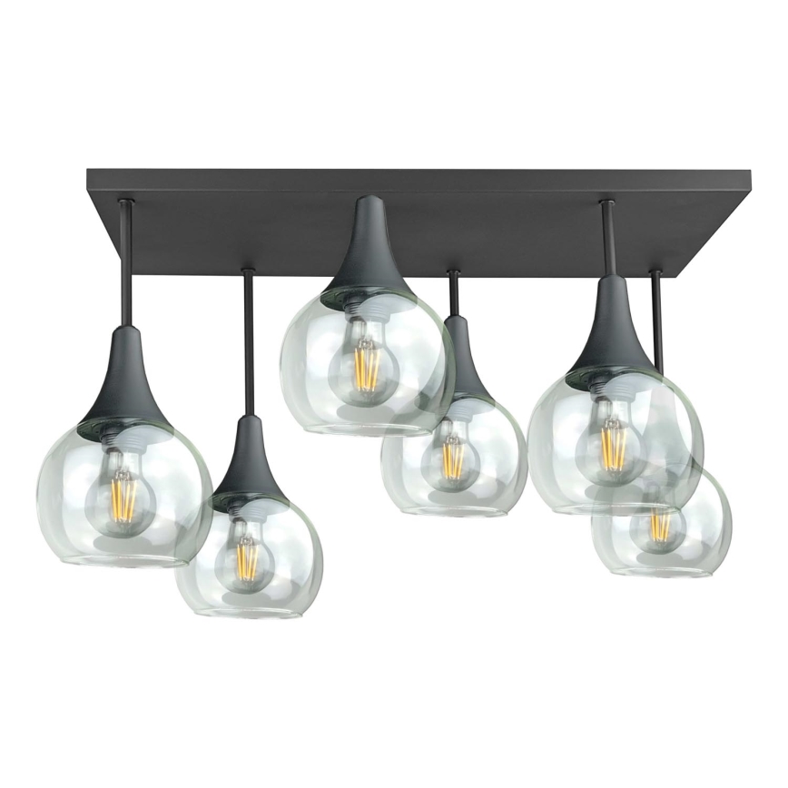 Tvirtinamas sietynas SOMA 6xE27/60W/230V juoda/permatoma