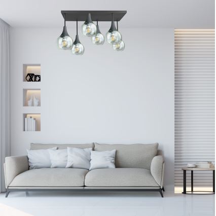 Tvirtinamas sietynas SOMA 6xE27/60W/230V juoda/permatoma