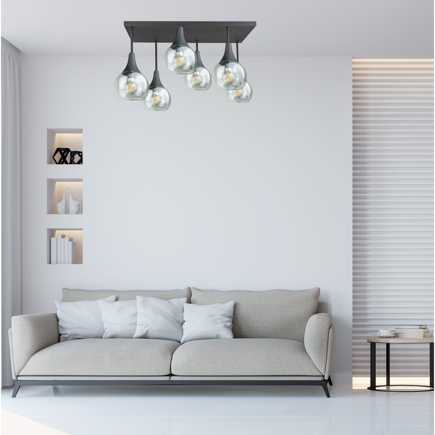 Tvirtinamas sietynas SOMA 6xE27/60W/230V juoda/permatoma