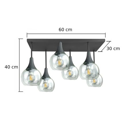 Tvirtinamas sietynas SOMA 6xE27/60W/230V juoda/permatoma