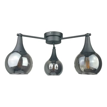 Tvirtinamas sietynas STAR 3xE27/60W/230V juoda/dūminis juoda