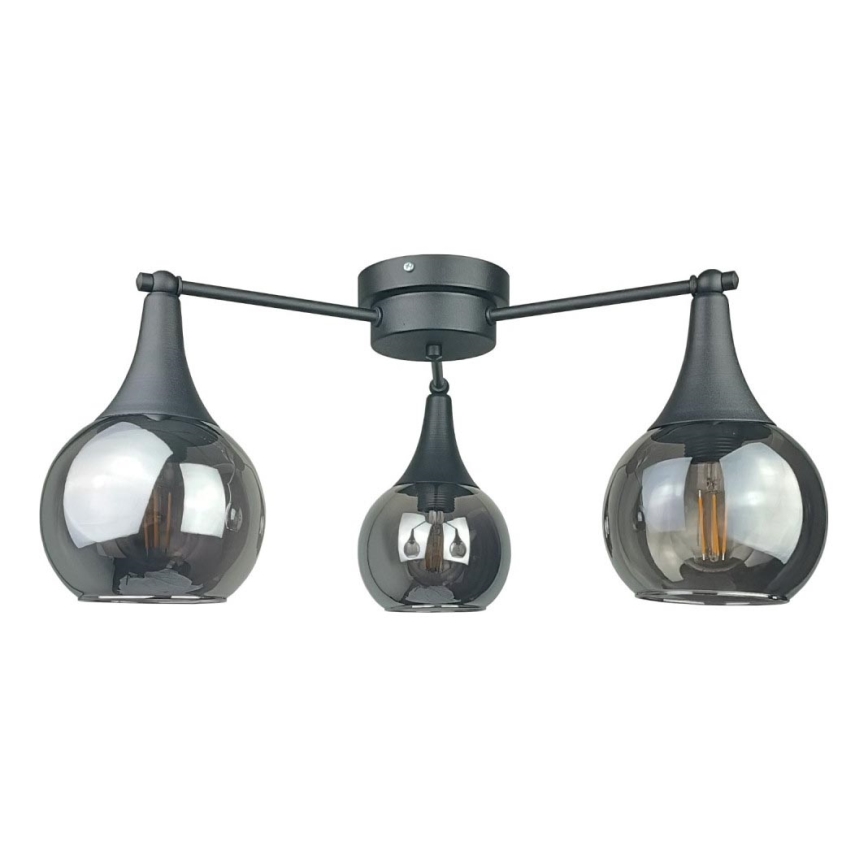 Tvirtinamas sietynas STAR 3xE27/60W/230V juoda/dūminis juoda