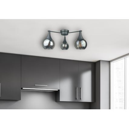 Tvirtinamas sietynas STAR 3xE27/60W/230V juoda/dūminis juoda