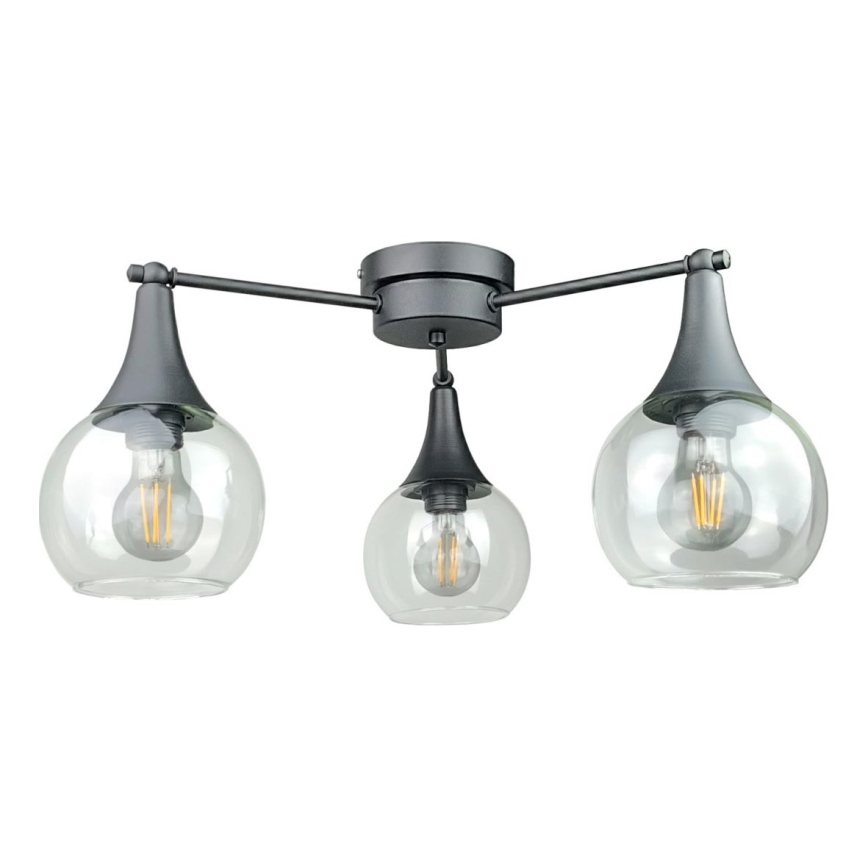 Tvirtinamas sietynas STAR 3xE27/60W/230V juoda/permatoma