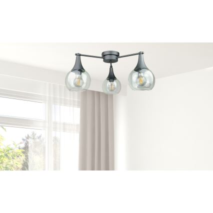 Tvirtinamas sietynas STAR 3xE27/60W/230V juoda/permatoma