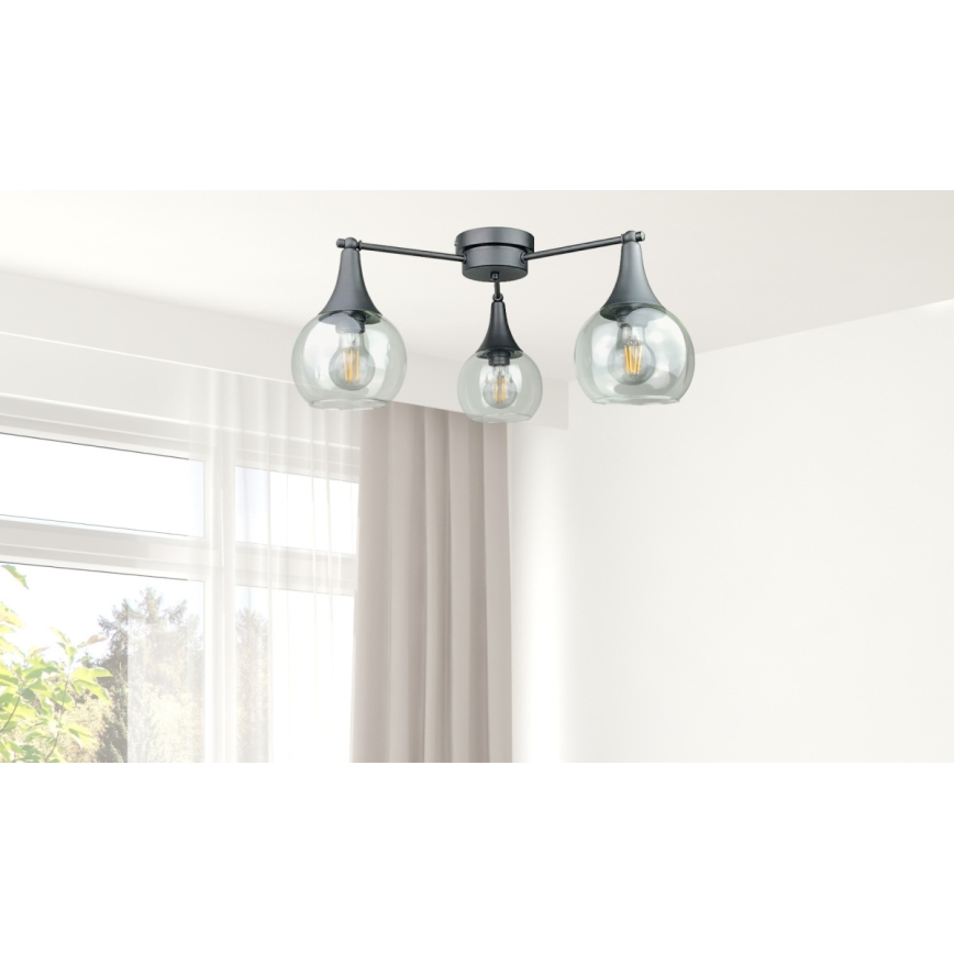 Tvirtinamas sietynas STAR 3xE27/60W/230V juoda/permatoma