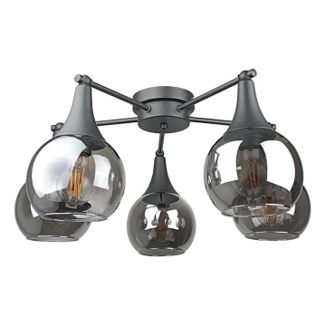 Tvirtinamas sietynas STAR 5xE27/60W/230V juoda/dūminis juoda