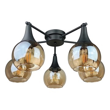 Tvirtinamas sietynas STAR 5xE27/60W/230V juoda/dūminis smėlio spalva