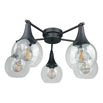 Tvirtinamas sietynas STAR 5xE27/60W/230V juoda/permatoma