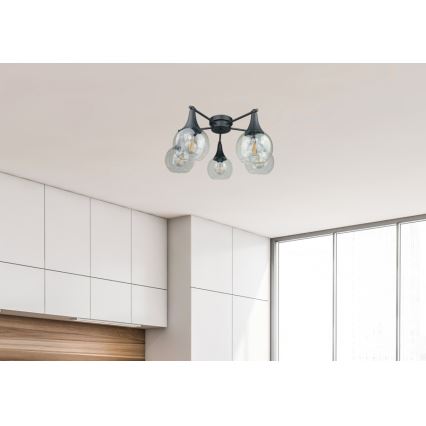 Tvirtinamas sietynas STAR 5xE27/60W/230V juoda/permatoma