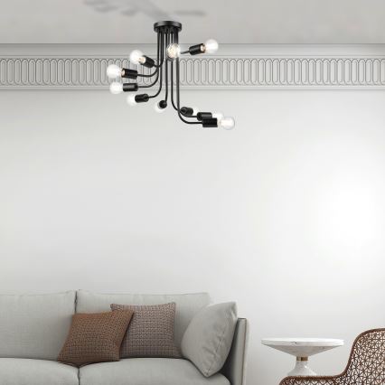 Tvirtinamas sietynas TRINITY 10xE27/15W/230V juoda