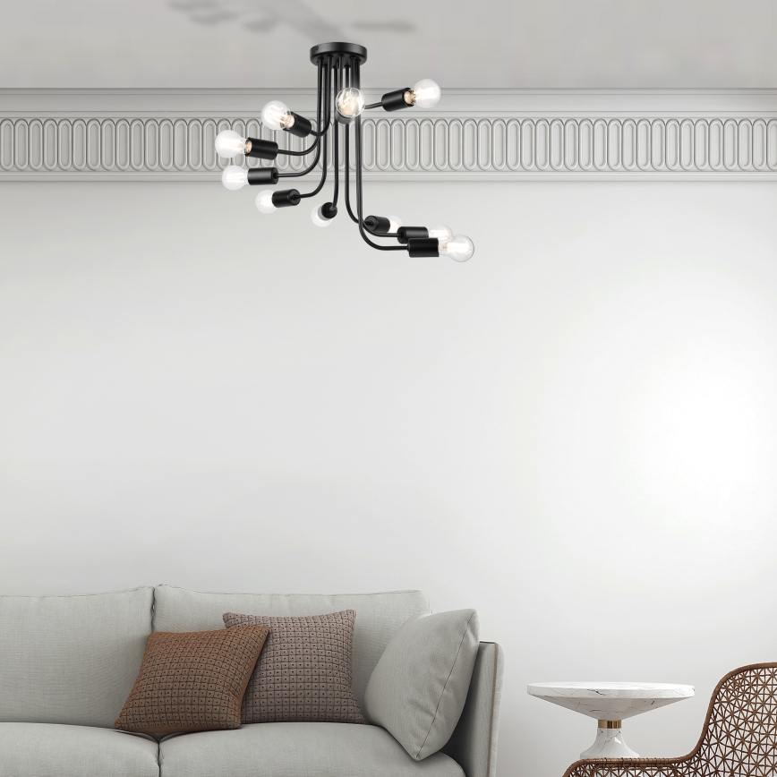 Tvirtinamas sietynas TRINITY 10xE27/15W/230V juoda