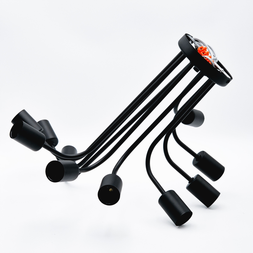 Tvirtinamas sietynas TRINITY 10xE27/15W/230V juoda