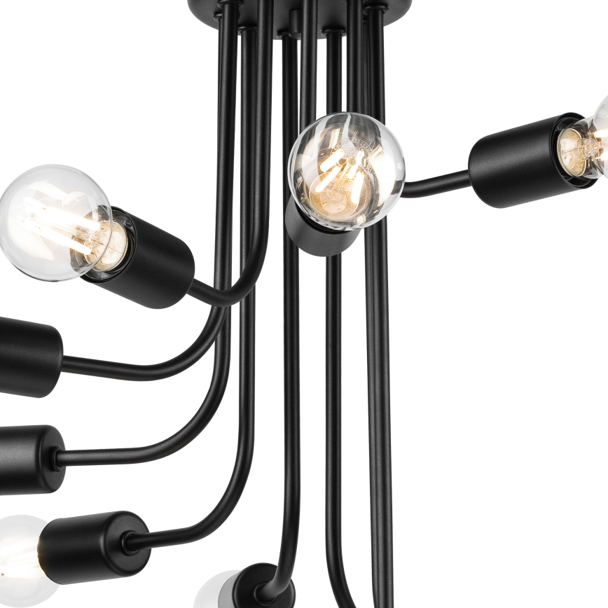 Tvirtinamas sietynas TRINITY 10xE27/15W/230V juoda