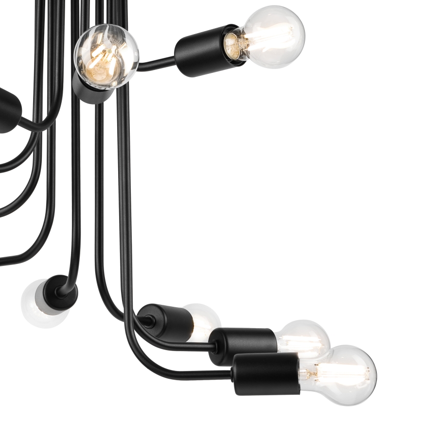 Tvirtinamas sietynas TRINITY 10xE27/15W/230V juoda