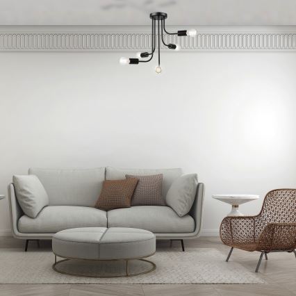 Tvirtinamas sietynas TRINITY 5xE27/15W/230V juoda
