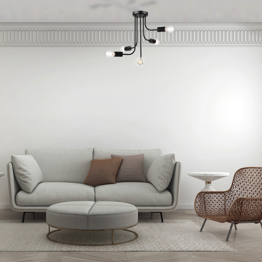 Tvirtinamas sietynas TRINITY 5xE27/15W/230V juoda