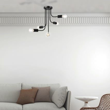 Tvirtinamas sietynas TRINITY 5xE27/15W/230V juoda