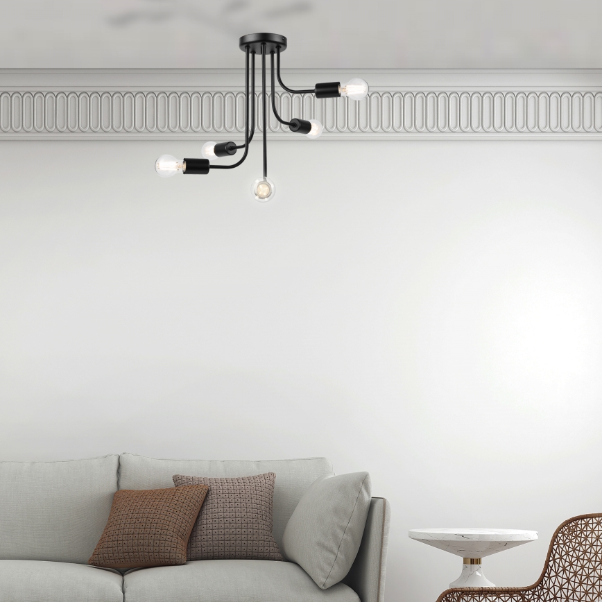 Tvirtinamas sietynas TRINITY 5xE27/15W/230V juoda
