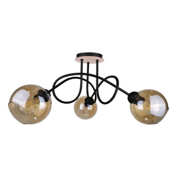 Tvirtinamas sietynas VENUS WOOD 3xE27/60W/230V juoda/dūminis ruda