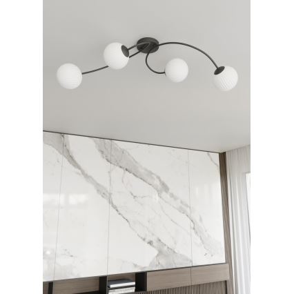 Tvirtinamas sietynas VIBRA 4xE14/10W/230V juoda/balta