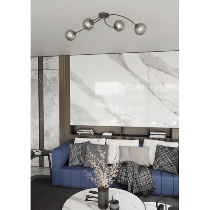 Tvirtinamas sietynas VIBRA 4xE14/10W/230V juoda/pilka