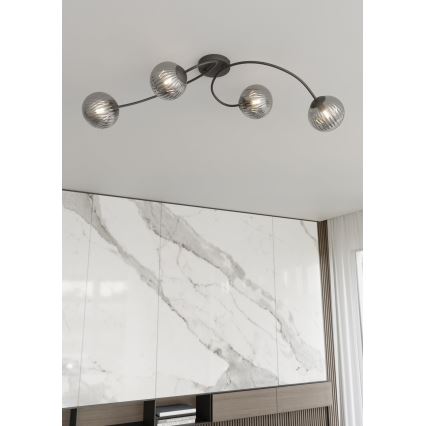 Tvirtinamas sietynas VIBRA 4xE14/10W/230V juoda/pilka