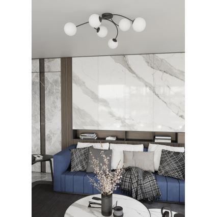 Tvirtinamas sietynas VIBRA 6xE14/10W/230V juoda/balta