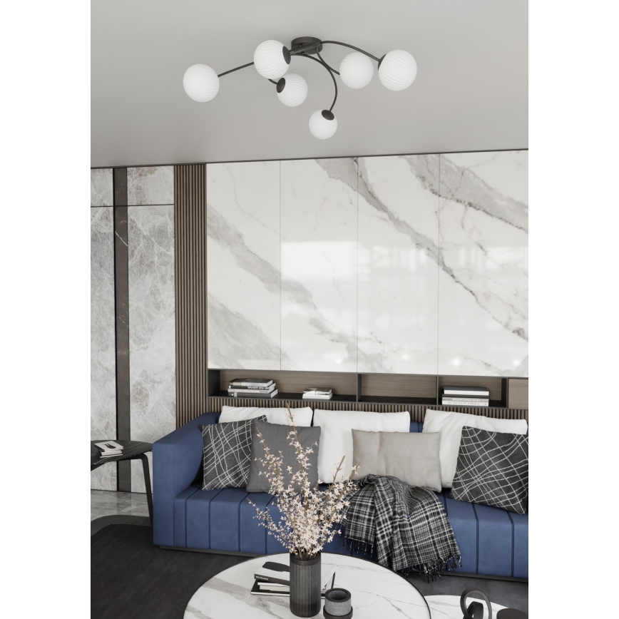 Tvirtinamas sietynas VIBRA 6xE14/10W/230V juoda/balta