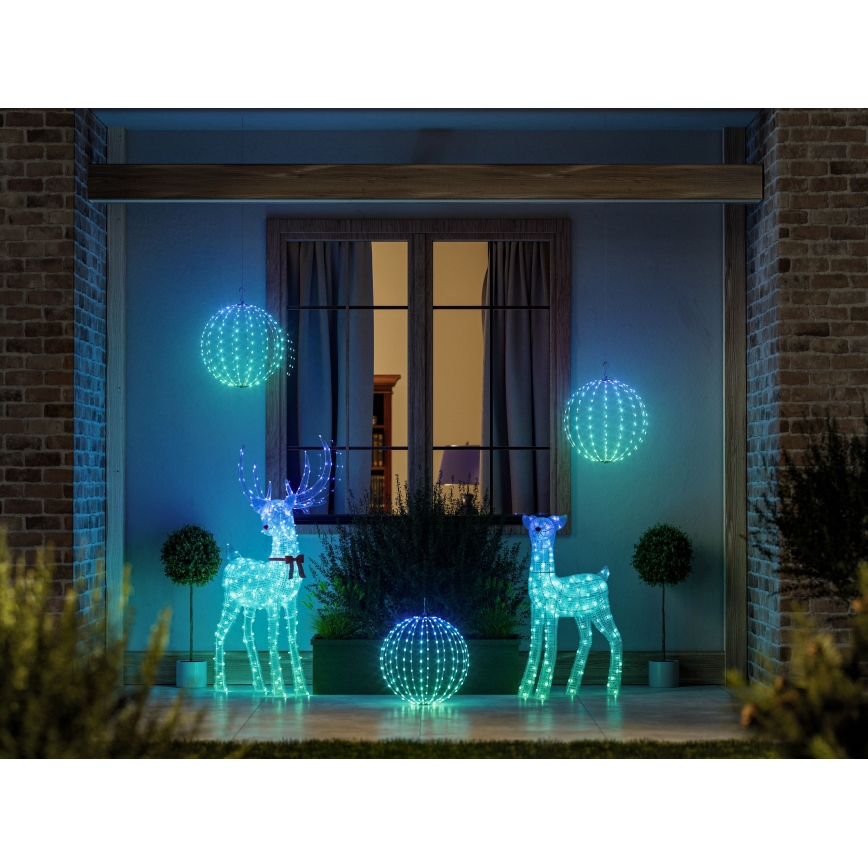 Twinkly - LED RGBW Dimeriuojamas lauko kalėdinis elnias REINGEERS 250xLED IP44 Wi-Fi