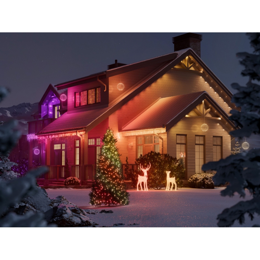 Twinkly - LED RGBW Dimeriuojamas lauko kalėdinis elnias REINGEERS 250xLED IP44 Wi-Fi
