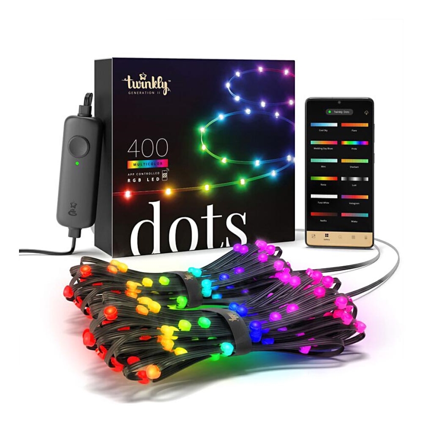 Twinkly - LED RGB Lauko šviesos reguliavimas juostelė DOTS 400xLED 20 m IP44 Wi-Fi