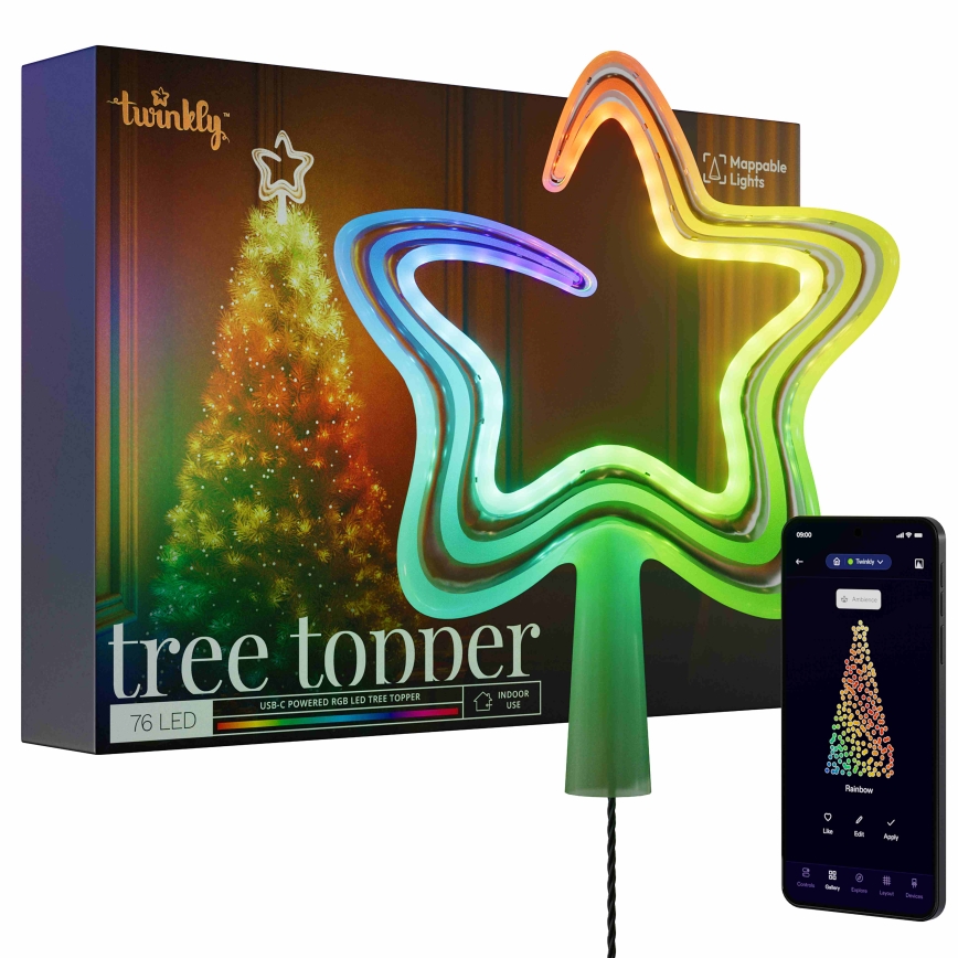Twinkly - LED RGB Pritemdoma Kalėdinė žvaigždė  TREE TOPPER 76xLED USB Wi-Fi