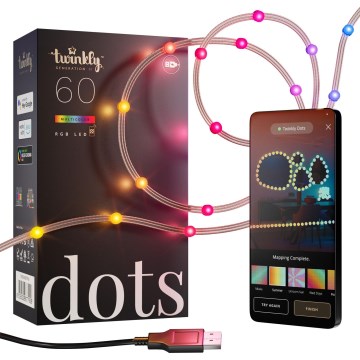 Twinkly - LED RGB Reguliuojamas kalėdinis laidas DOTS 60xLED 7 m USB Wi-Fi