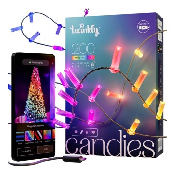 Twinkly - LED RGB šviesos reguliavimas Kelėdinė girlianda CANDIES 200xLED 14 m USB Wi-Fi