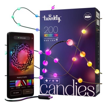 Twinkly - LED RGB šviesos reguliavimas Kelėdinė girlianda CANDIES 200xLED 14 m USB Wi-Fi