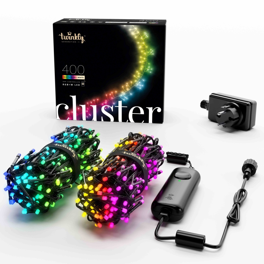 Twinkly – LED RGBW Pritemdoma lauko kalėdinė grandinėlė CLUSTER 400xLED 9,5m IP44 Wi-Fi
