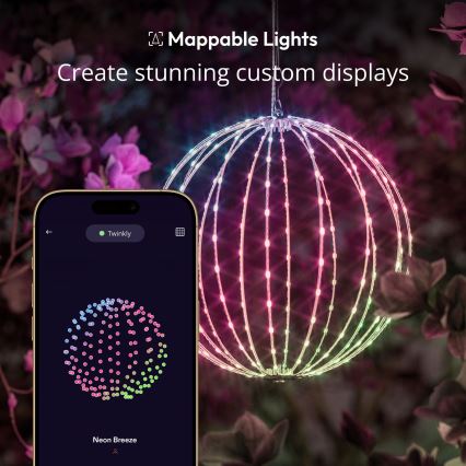 Twinkly - LED RGBW su reguliuojamu ryškumu lauko dekoracija SPHERE 210xLED IP44 Wi-Fi