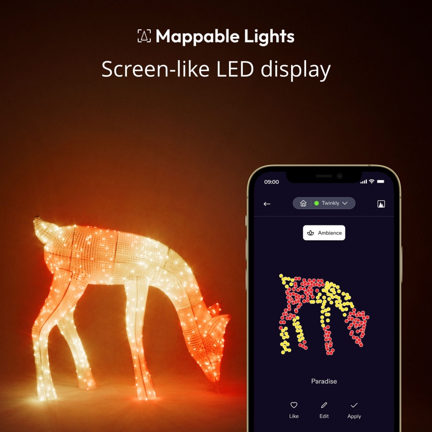 Twinkly - LED RGBW Pritemdomas lauko Kalėdinis elnias ELNIAS REINGEERS 160xLED IP44 Wi-Fi