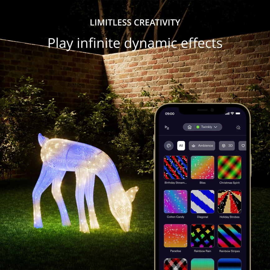 Twinkly - LED RGBW Pritemdomas lauko Kalėdinis elnias ELNIAS REINGEERS 160xLED IP44 Wi-Fi