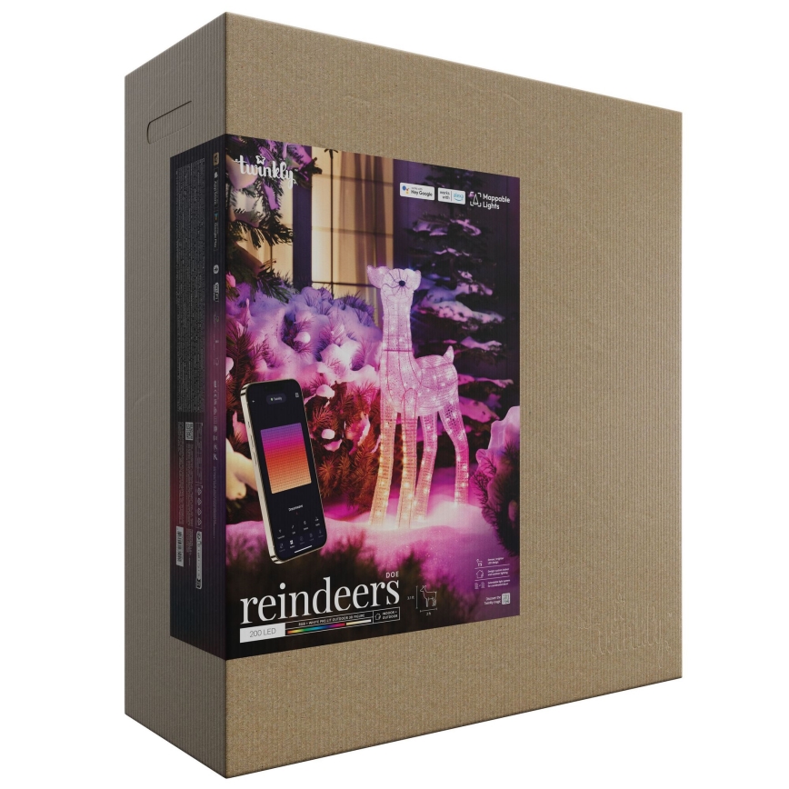 Twinkly - LED RGBW Reguliuojamas lauko kalėdinis elnias REINGEERS 200xLED IP44 Wi-Fi